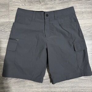 Orvis Mens Cargo Shorts Dark Grey Stretch Nylon Hiking Fishing Utility Size 32